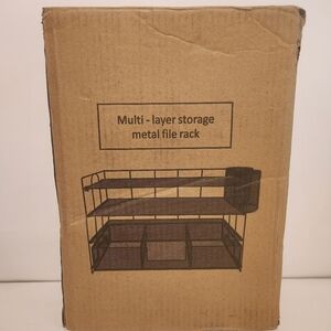 Brand New Rose Gold Multi-Layer Wire Metal Storage File Rack